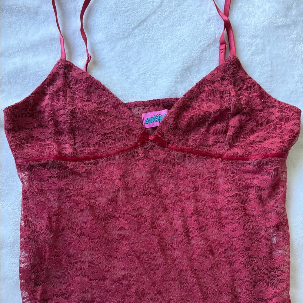 Edikted Burgundy Lace Top